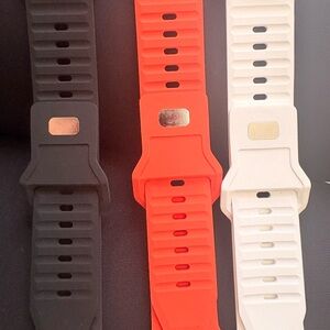 Silicone Replacement Wristband Straps — Black, Orange, White